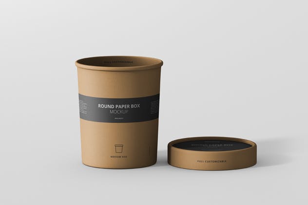 茶叶/咖啡中等尺寸纸筒包装样机模板 Paper Box Mockup Round – Medium Size插图(2)