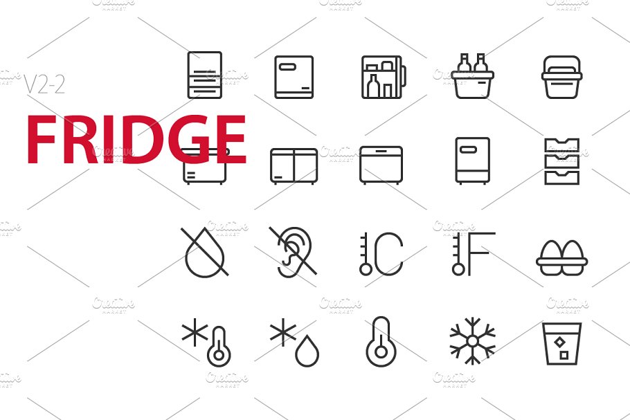 40枚冰箱图形图标素材 40  Fridge UI icons插图(1)