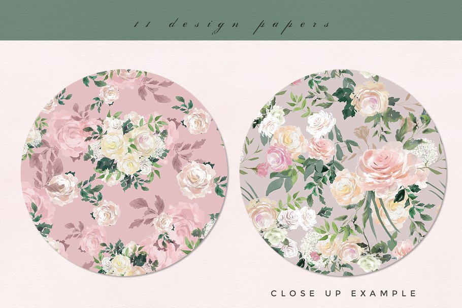 复古水彩玫瑰花卉剪贴画 Vintage Rose – Flower Clipart Set插图(3)