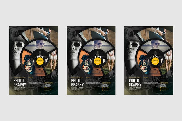 圆环拼凑风格摄影主题海报设计模板素材 Photography Flyer Template插图(2)
