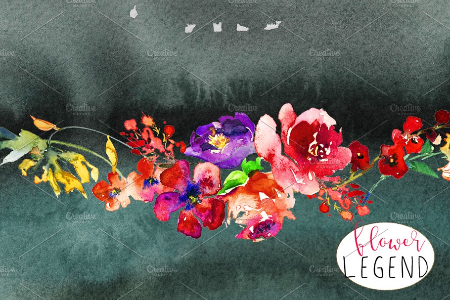 红牡丹花水彩剪切画（元素、花束&花圈） Watercolor Red Peony Flowers Clipart插图(5)