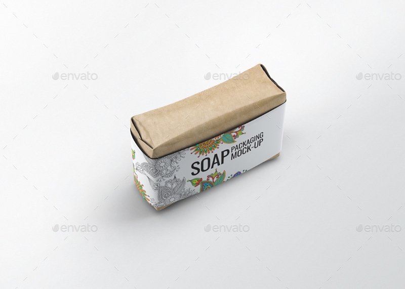 香皂肥皂包装贴纸展示样机 Soap Bar Paper Sleeve Mock-Up插图
