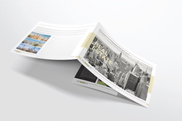 时尚简约A4三折宣传册样机 A4 Trifold Brochure Mockups插图(4)
