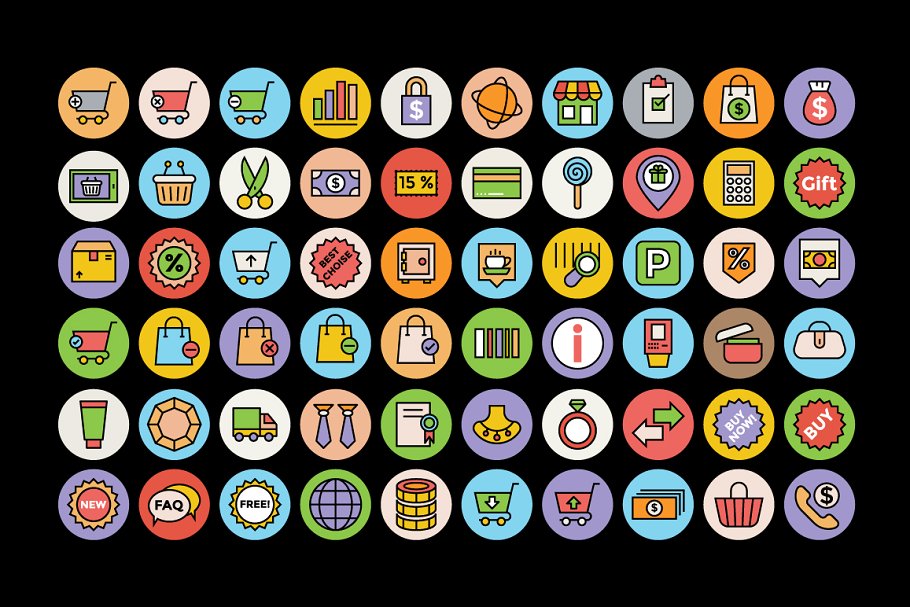 100+购物&社区主题图标素材 100+ Shopping and Commerce Icons插图(1)