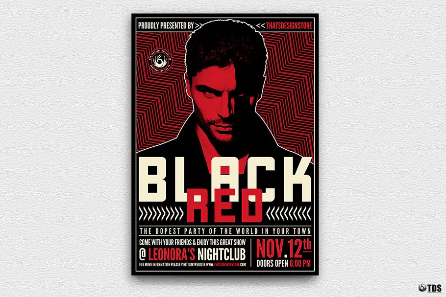 红黑配色人物海报设计模板 Black and Red Flyer PSD V3插图(1)