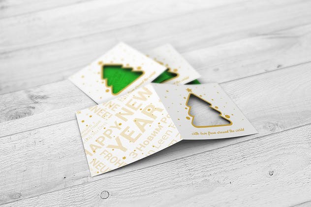 镂空设计圣诞节/新年贺卡样机模板 Christmas New Year Card Mock-Up插图(3)
