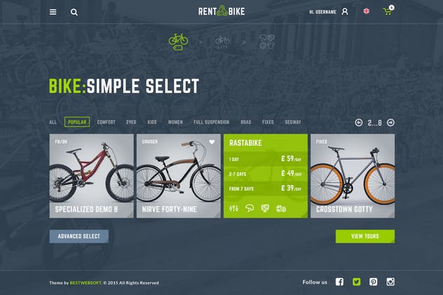 共享单车网页设计PSD模板 Rent a Bike – Rental & Booking PSD Template插图(7)