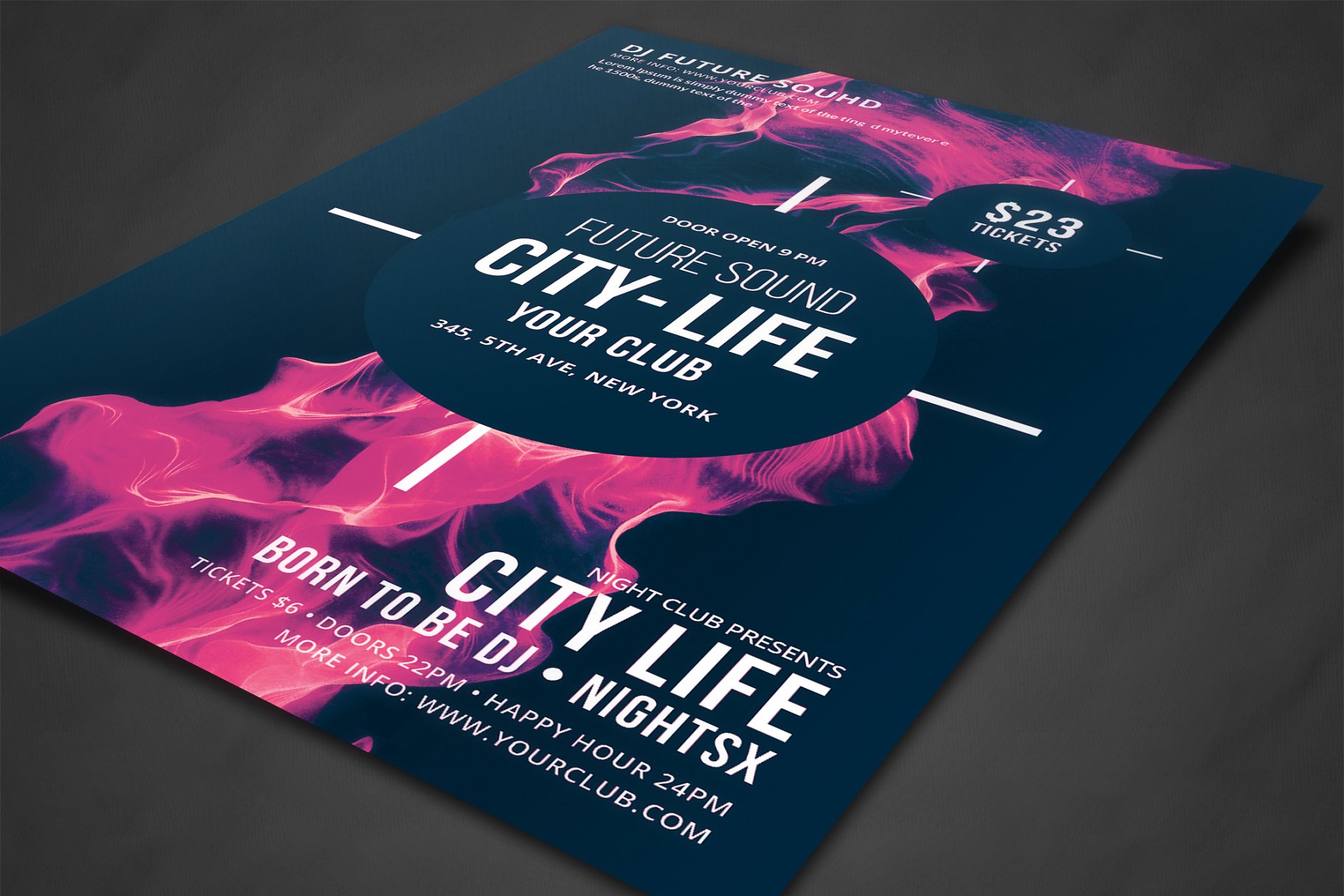 未来音乐概念节日音乐会宣传单模板 Futuristic Festival Concert Flyer插图(1)