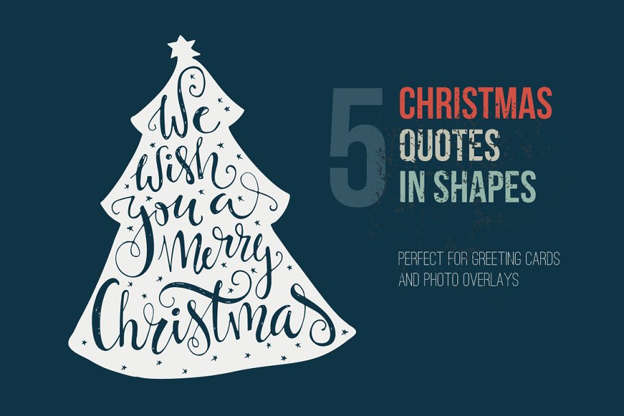 手绘圣诞节祝福语图层 Handdrawn Christmas Quotes in Shapes插图