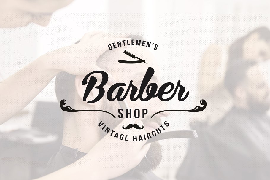 理发店店招Logo标志设计模板 Barber Shop Logo Set插图(3)