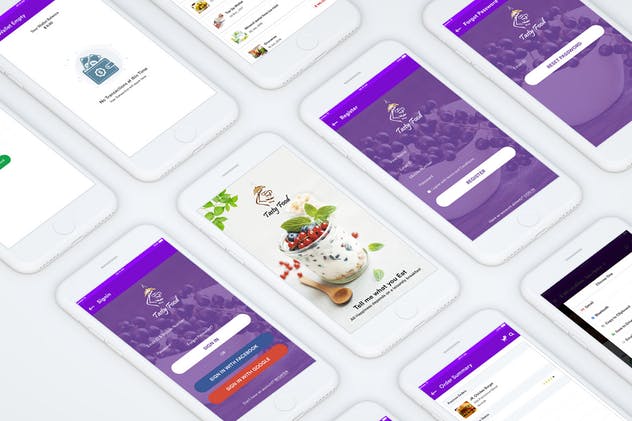 大众点评美团美食点餐手机APP应用UI套件 Tasty Food-Online Food Order Mobile App UI Kit插图(4)