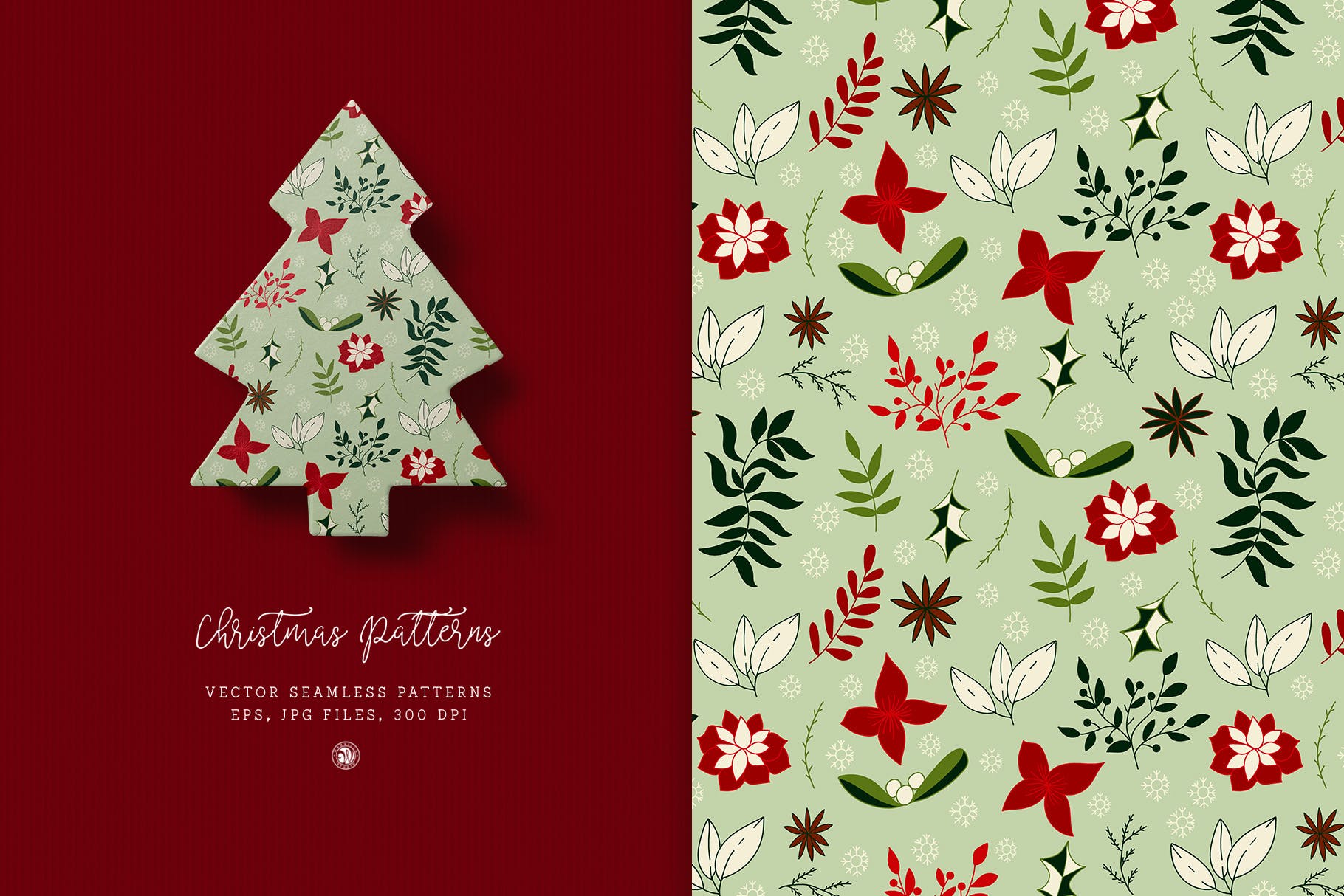 圣诞节节日元素图案花纹矢量背景素材 Christmas Patterns vol.2插图(3)