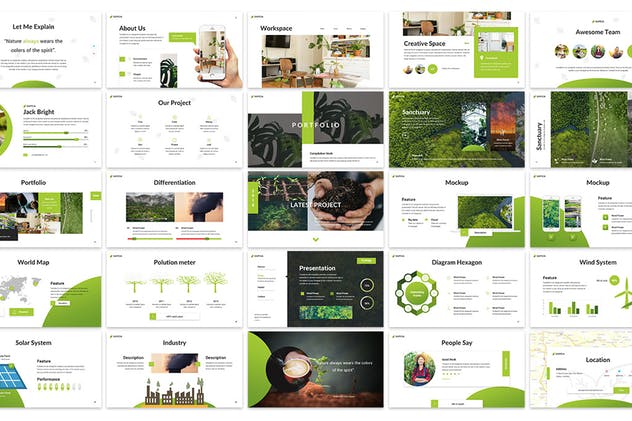 自然绿色植物主题PPT幻灯片模板 Samoa – Green Campaign Powerpoint Template插图(1)