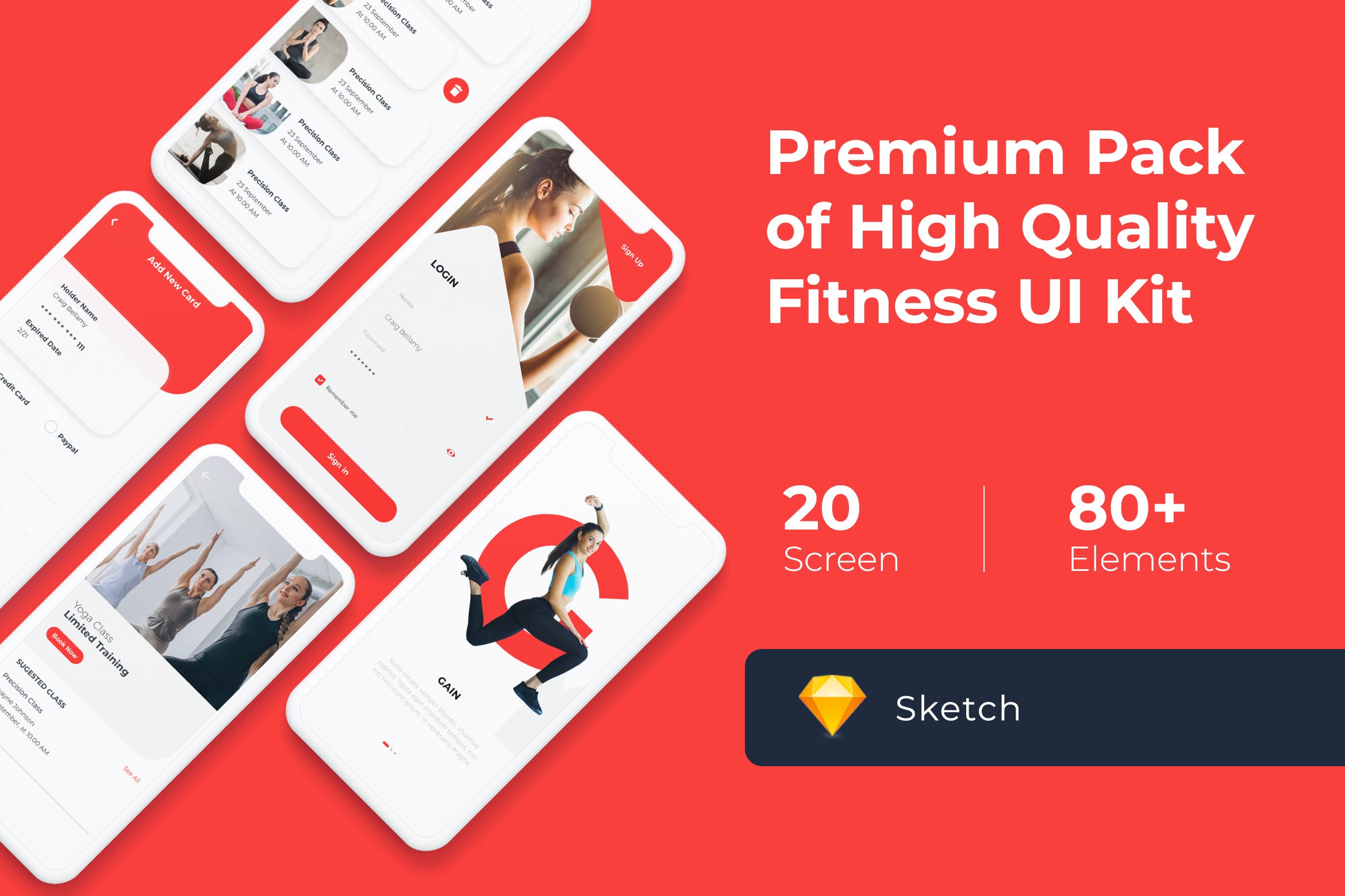 健身APP界面设计UI套件Sketch素材 Gym and Fitness Mobile UI KIT for Sketch插图