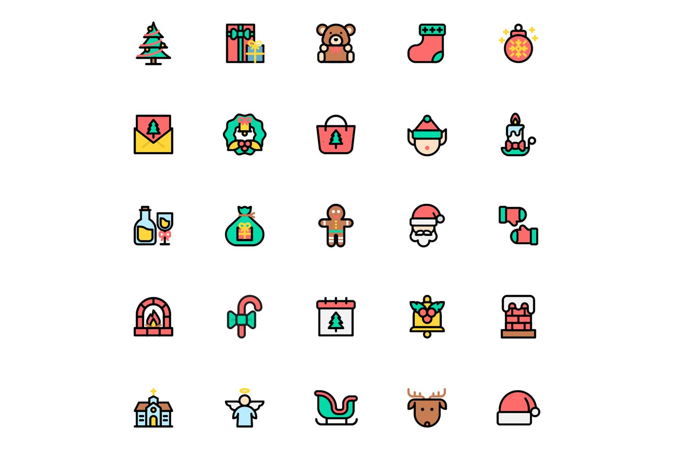 25枚圣诞快乐主题填充图标素材 Merry Christmas Filled插图(3)
