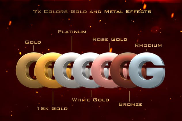 10款3D金色金属字体效果PSD分层模板 3D Metal & Gold Effects插图(2)