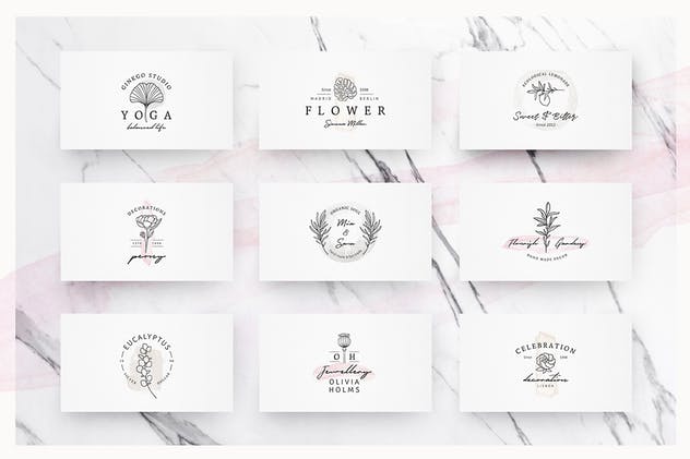 华丽的水彩花卉品牌Logo设计套装 So Flowery Branding Kit + Watercolours插图(8)