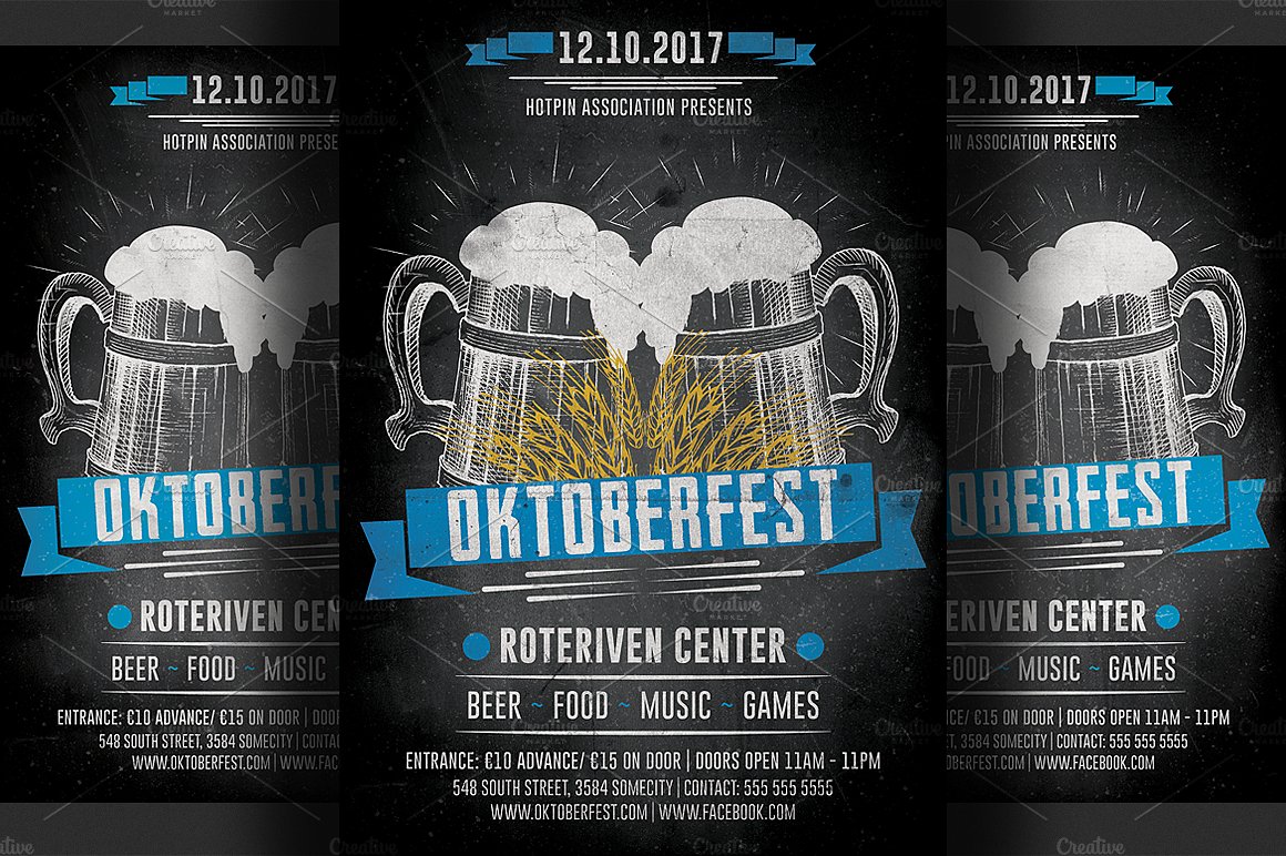 十月啤酒节宣传海报传单设计模板 Oktoberfest Flyer Template插图