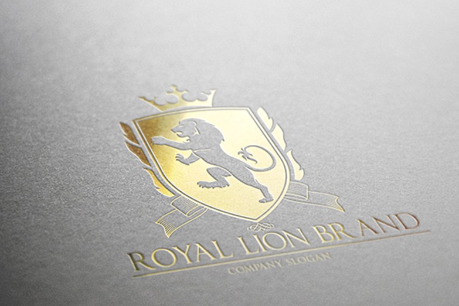 奢华风格金箔狮子图形Logo设计 Royal Lion Brand插图