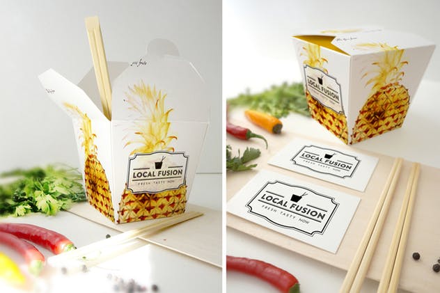 食品外卖纸盒样机模板 Food Box Mockup插图(1)