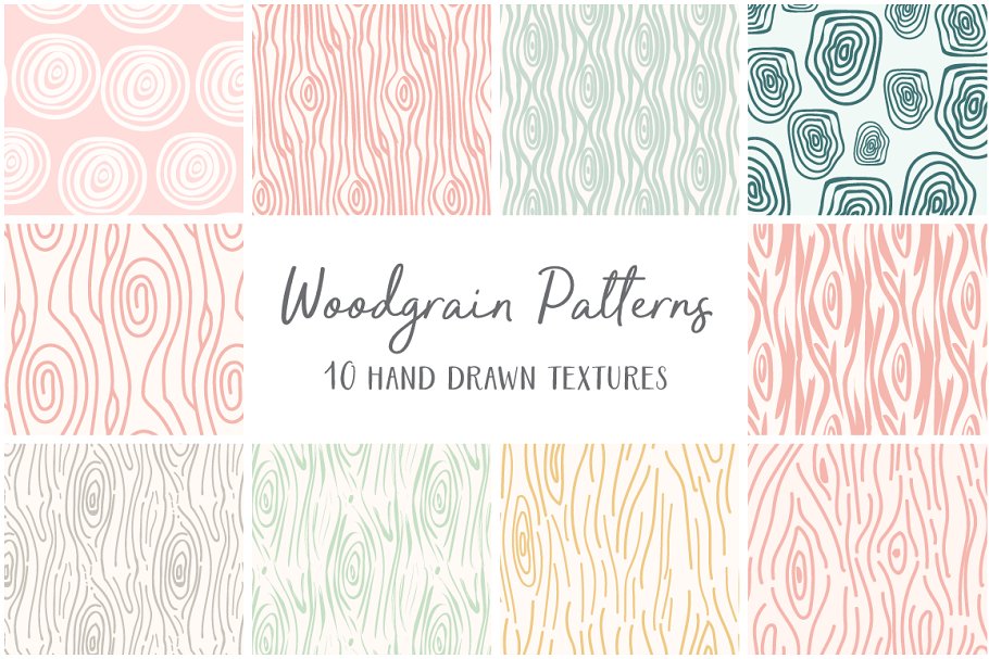木纹木头年轮图案背景 Woodgrain Patterns插图(4)