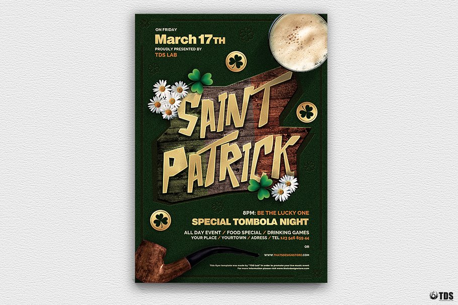 圣帕特里克节活动海报传单PSD模板v6 Saint Patricks Day Flyer PSD V6插图(1)