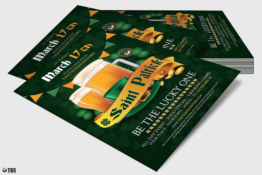 圣帕特里克啤酒节传单PSD模板V.5 Saint Patricks Day Flyer PSD V5插图(3)