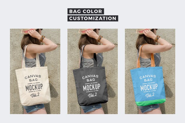 帆布手提包购物袋样机v2 Canvas Tote Bag Mockups Pack Vol. 2插图(2)
