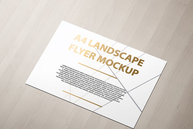 A4横向铝箔冲压工艺传单海报样机 A4 Landscape Flyer / Poster Mockup – Foil Stamping插图(13)