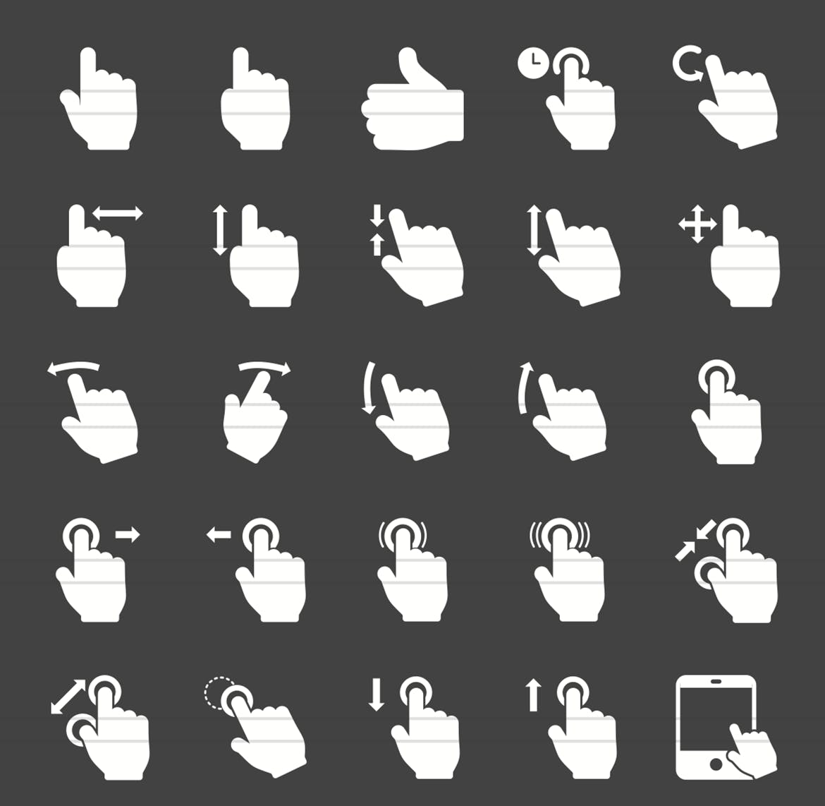 50枚触屏手势动作图标素材 50 Touch Gestures Glyph Inverted Icons插图(1)