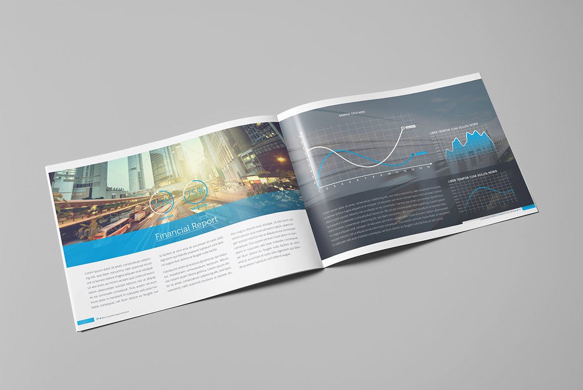 蓝色经典高科技公司画册设计模板 Blue Corporate Horizontal Brochure插图(5)