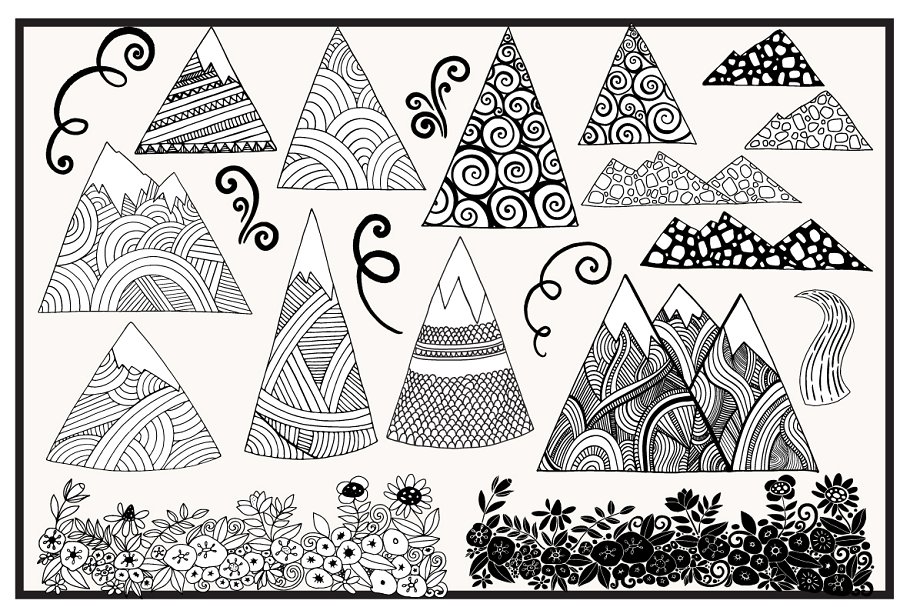 奇形怪状禅山山脉矢量图形 Whimsical Mountain Vectors插图(5)