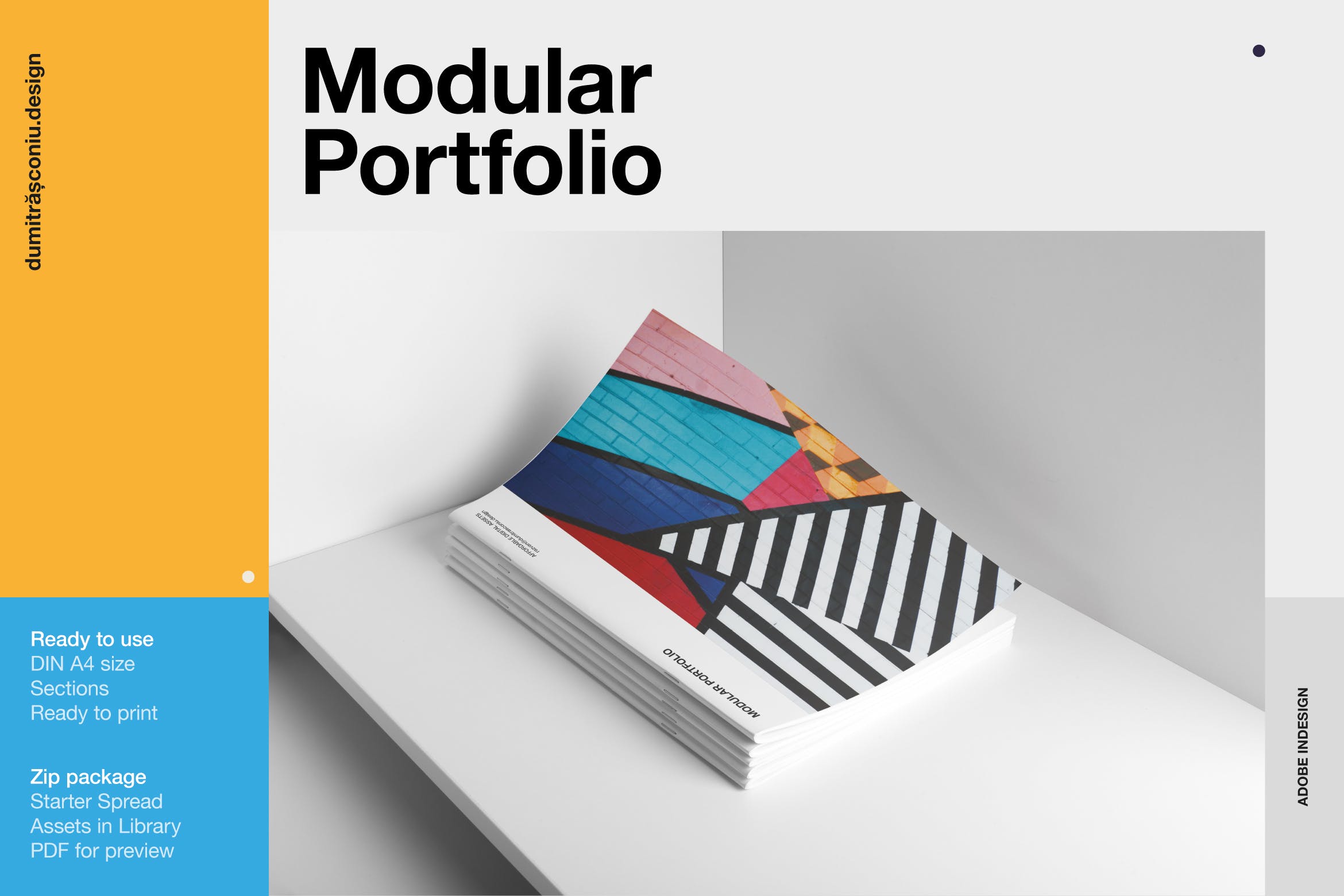 企业画册/产品目录/作品集INDD＆PSD设计模板 Modular Portfolio Template插图