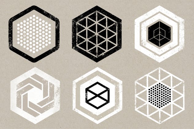 创意半色调做旧风格六角形矢量纹理素材 Hexagon Textures插图(3)