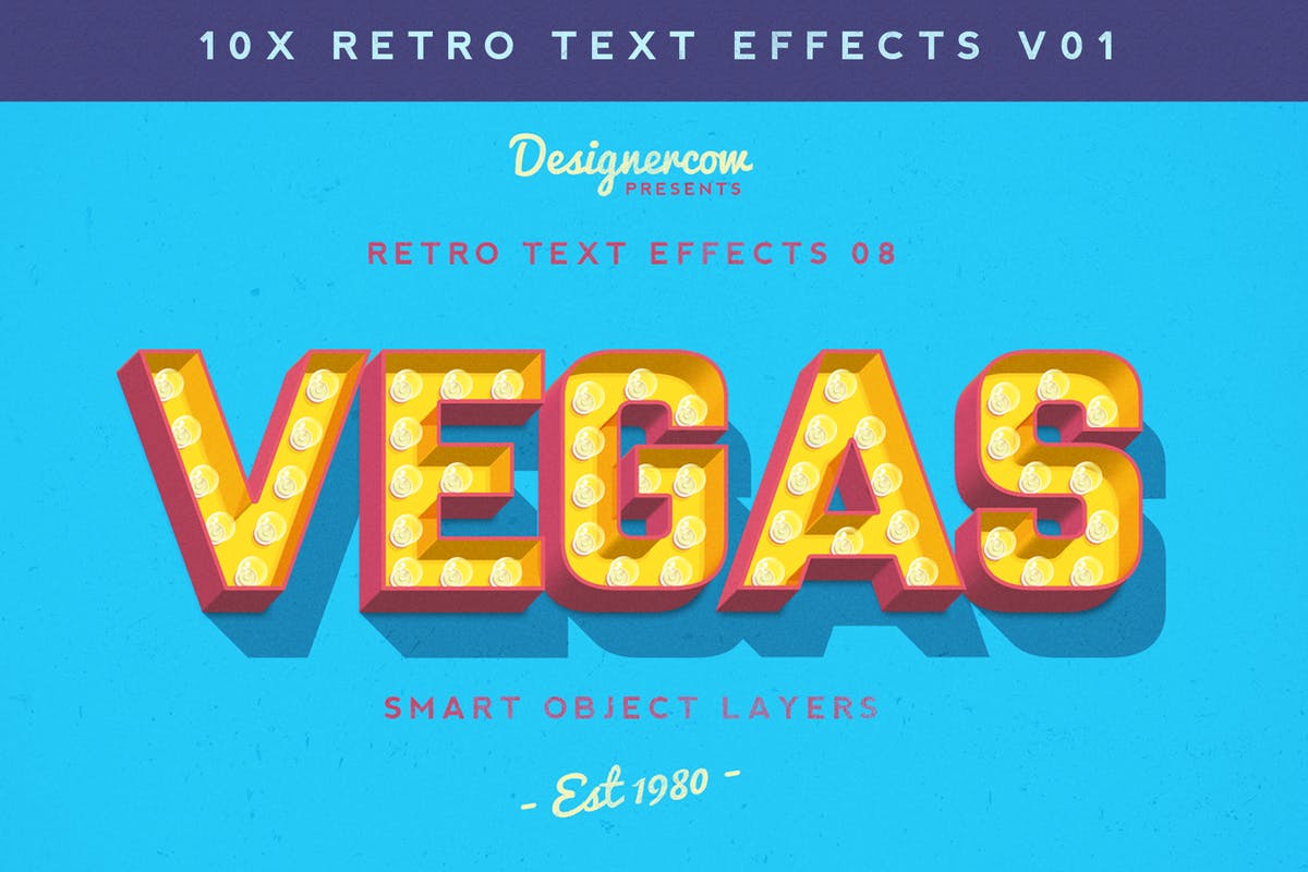 10款复古文本标题3D立体效果PS图层样式 Retro Text Effects V01插图