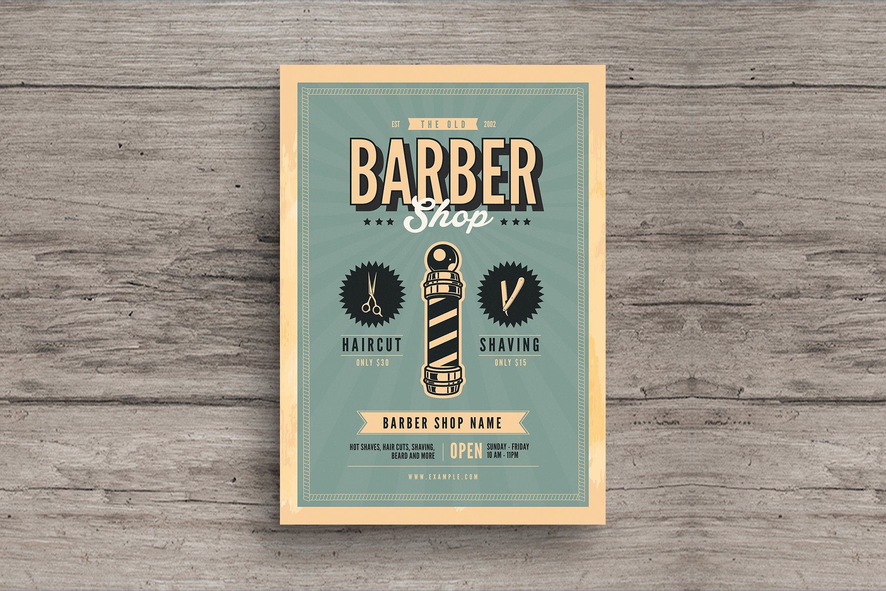 欧美复古风理发美发店广告海报模板 Old Retro Barbershop Flyer插图(2)