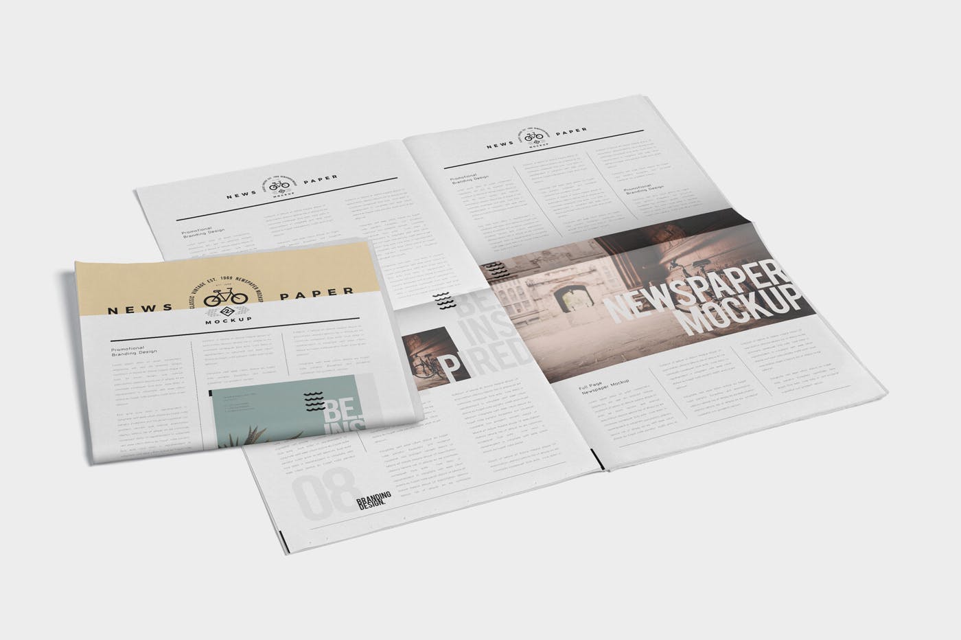报纸排版设计平铺图样机模板 Full Page Newspaper Mockups插图(3)