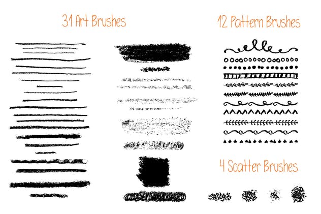 蜡笔绘画艺术AI画笔笔画 Vector Oil Pastels Brushes插图(2)