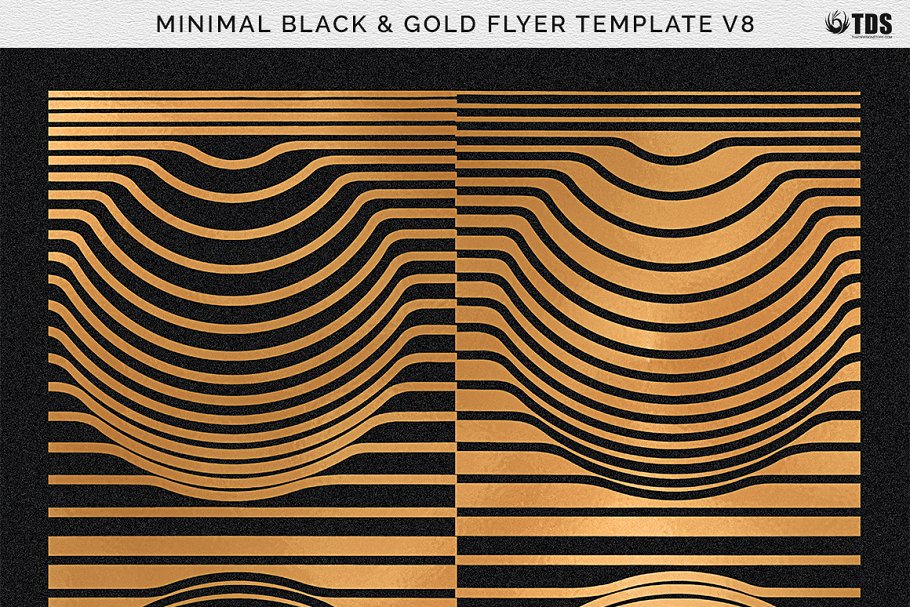 极简主义黑金色调派对活动宣传单模板 Minimal Black Gold Flyer PSD V8插图(6)