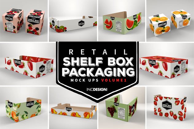 健康食物水果零售包装样机Vol.1 VOLUME 1: Retail Shelf Box Packaging Mockups插图(1)