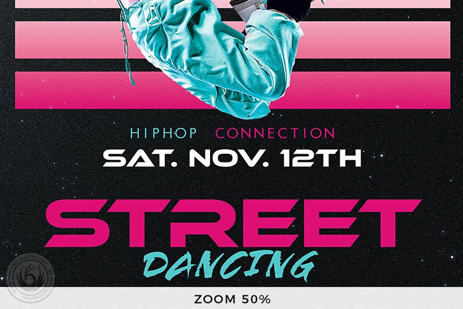 街舞表演宣传单PSD模板 Street Dancing Flyer PSD插图(7)