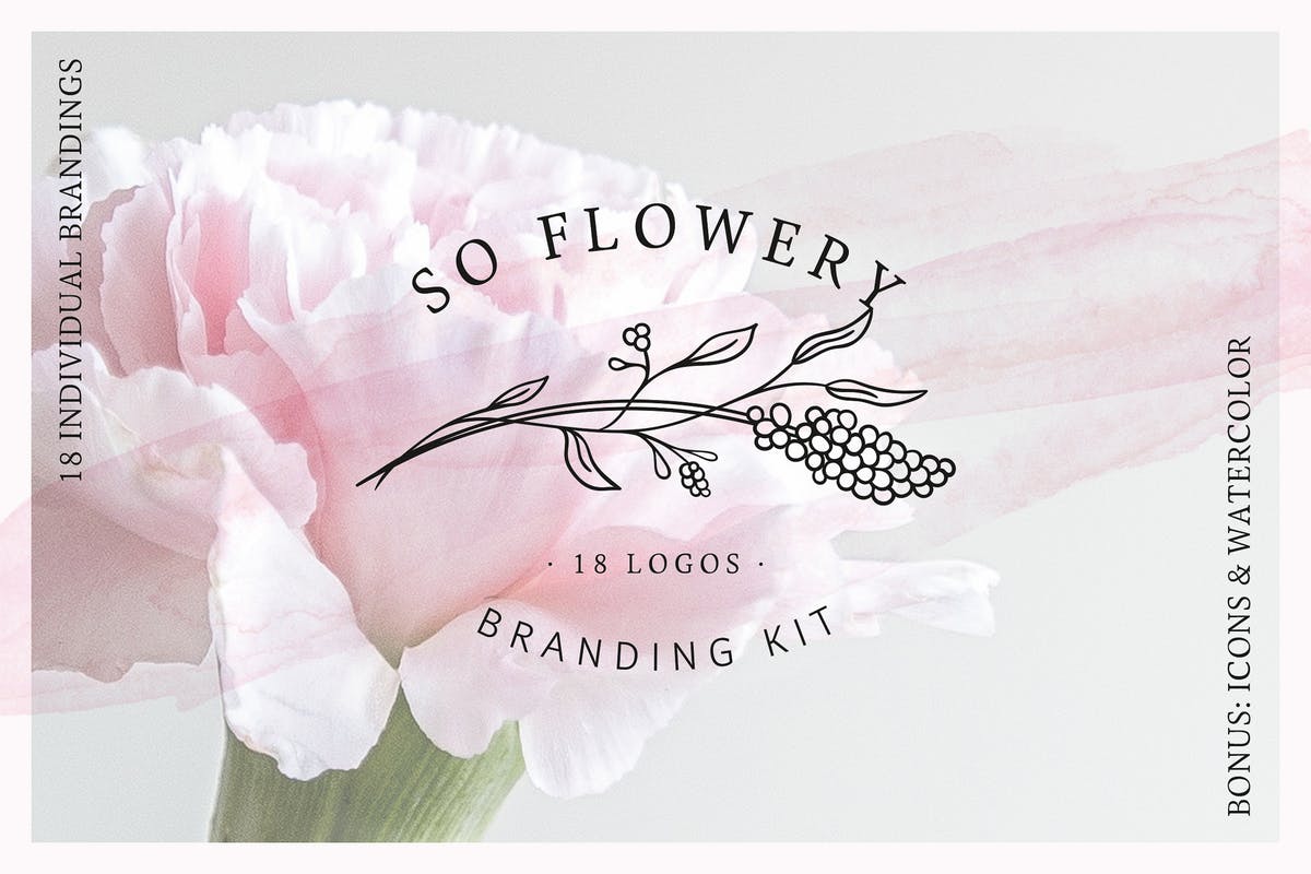 华丽的水彩花卉品牌Logo设计套装 So Flowery Branding Kit + Watercolours插图