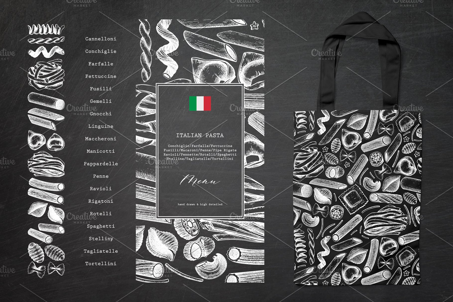 意大利面食和通心粉矢量插画 Vector Pasta & Macaroni Collection插图(6)