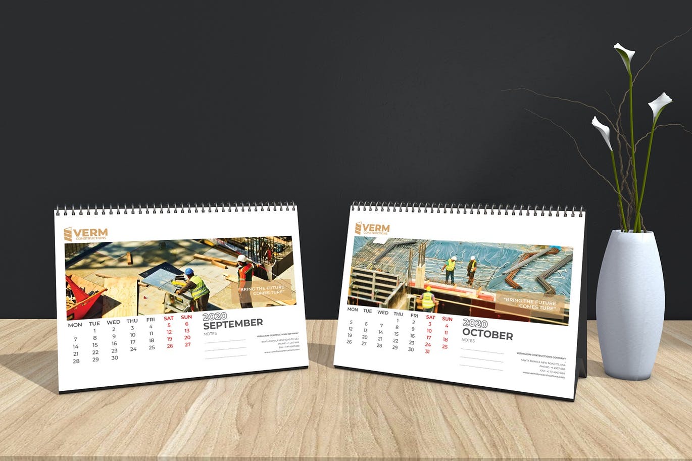 2020年建筑主题台历&挂墙日历表设计模板 Construction Wall & Table Calendar 2020插图(13)