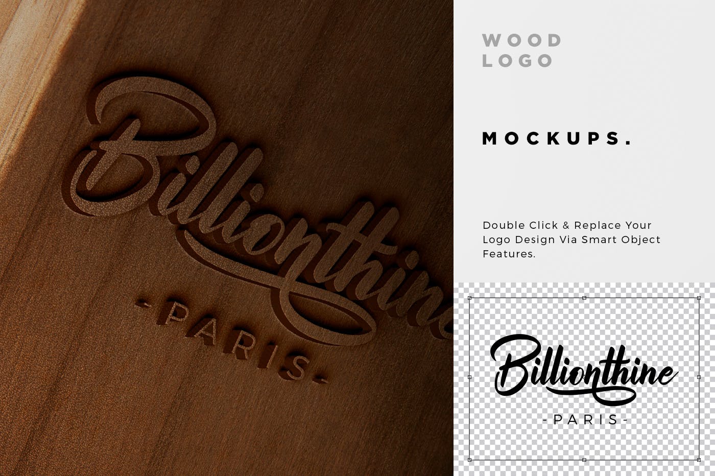 木刻/实木雕刻Logo效果图样机模板 Wood Logo Mockups插图(4)