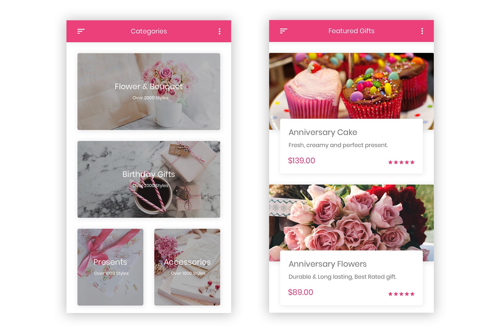 礼品&鲜花预订APP应用UI设计套件PSD模板 Khushi – Gifts & Flowers Shop UI Kit (Photoshop)插图(5)