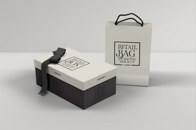 豪华金身丝带礼品盒包装样机Vol.2 Retail Boxes Vol.2: Bag & Box Packaging Mockups插图(3)