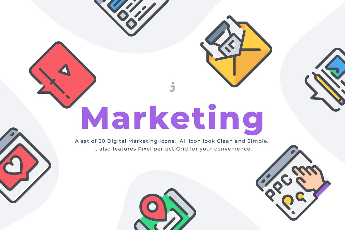 30枚市场营销主题图标合集 30 Digital Marketing icon set插图