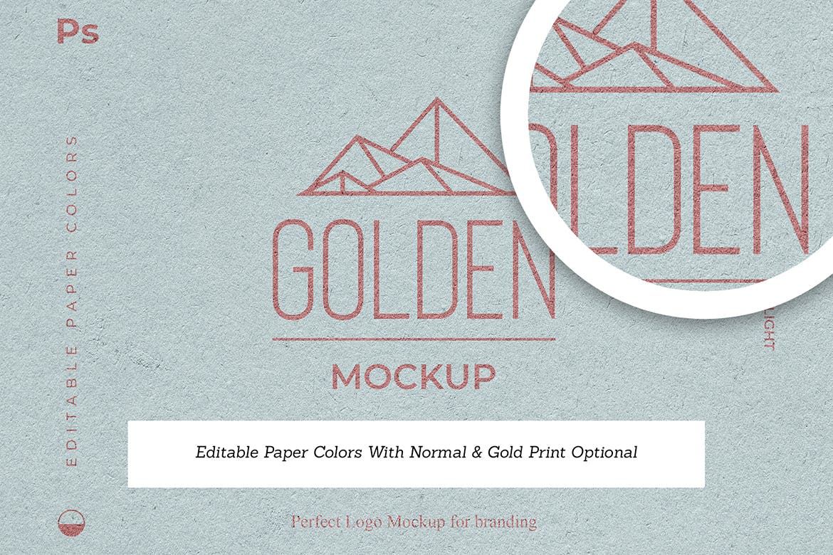 烫金印刷工艺Logo设计效果图样机 Gold Foil Paper Logo Mockup插图(2)
