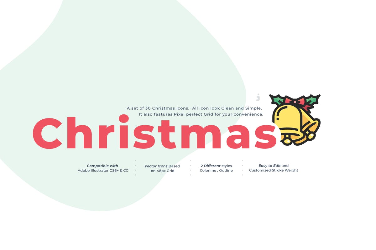 30枚圣诞派对主题彩色图标合集 30 Christmas Party Icon Set插图